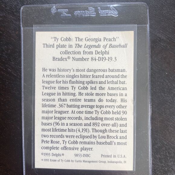 DELPHI TY COBB: THE GEORGIA PEACH LARGE 8" PLATE BRADFORD EXCHANGE - Picture 6 of 6